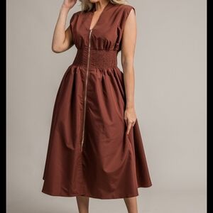 Elegant Brown Midi Dress